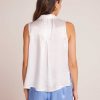 Bella Dahl Sleeveless Notch Collar Button Down - White Sleeveless