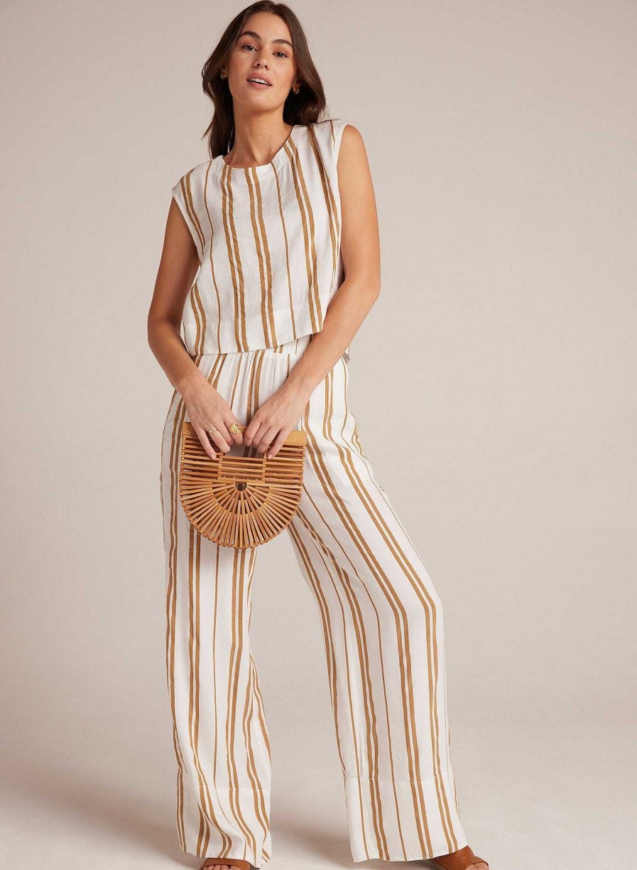 Bella Dahl Boxy Button Back Top - Redwood Stripe Sleeveless